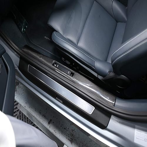 Miniatura 4 de YIWANG 100% de fibra de carbono real borde de la puerta Scuff Plate Insert Trim para Porsche 911 2019 2020 (interior)