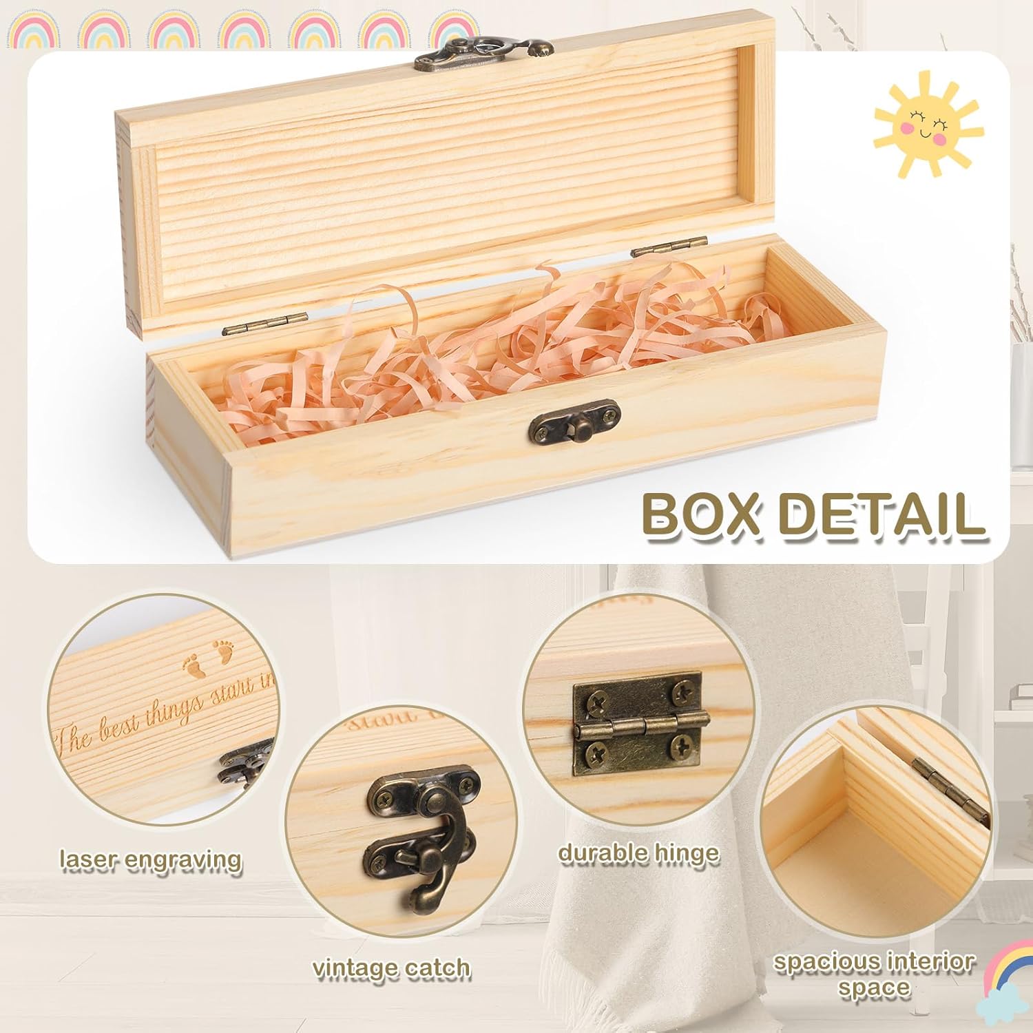 5 Pcs Surprise Pregnancy Announcements for Dad Felt Letter Board Kit Hello Daddy Baby Bodysuit Pregnancy Announcement Box Photo Frame Baby Shoes Baby Gift Sets for Husband Partner - Image 3