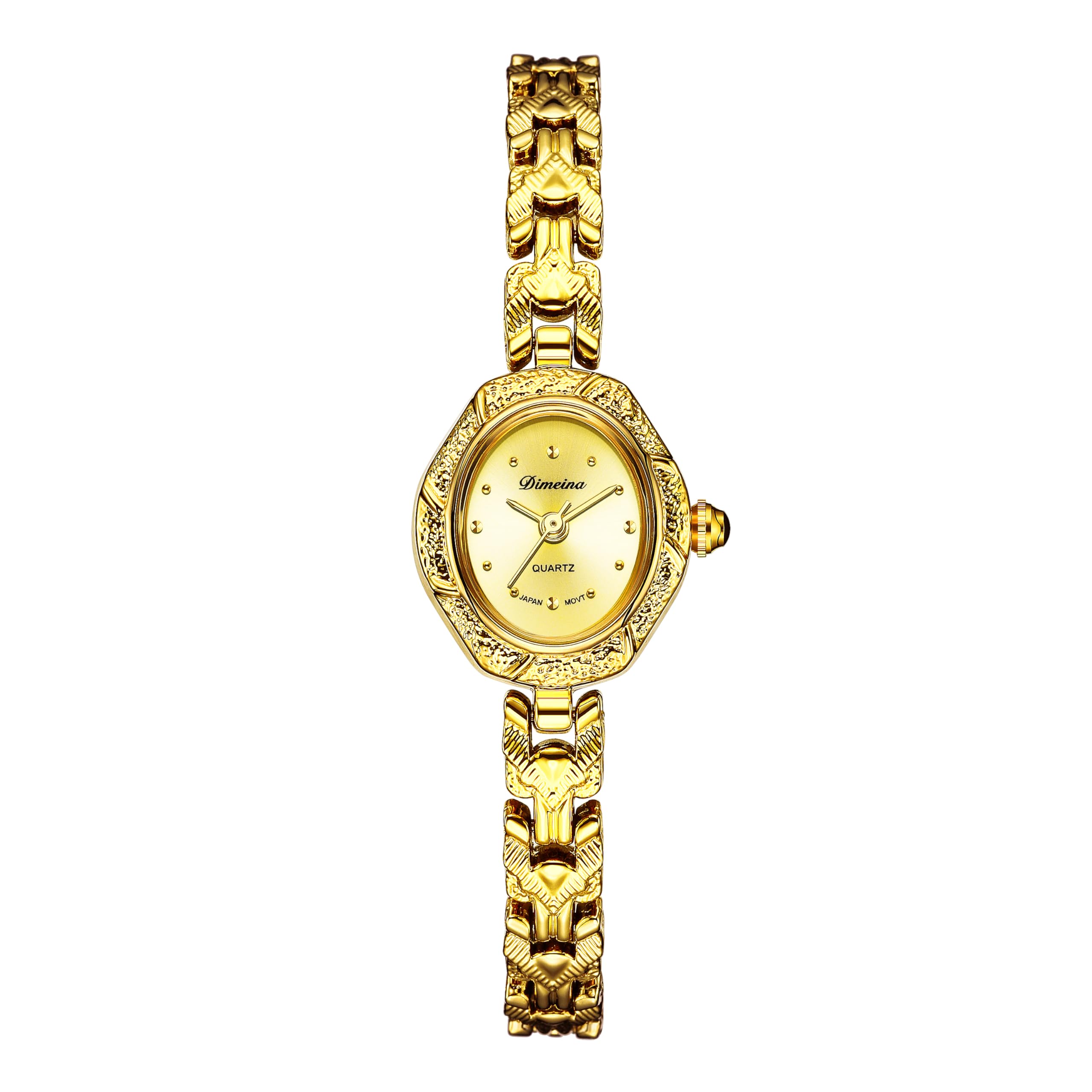 FORSINING Relojes de oro para mujer, vintage, relojes de pulsera de acero inoxidable, delicado y pequeño hexagonal para mujer, pulsera