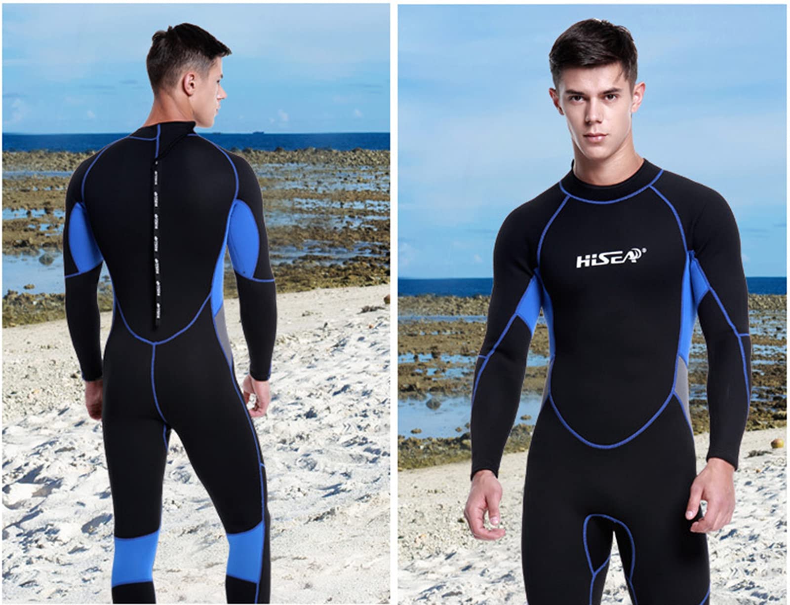 Traje De Neopreno para Hombre, Neopreno De 3 Mm De Alta Flexibilidad De Una Pieza Natación, Cremallera Trasera Figura Figura Cuerpo Completo Traje De Buceo para Buceo Snorkeling Surfing