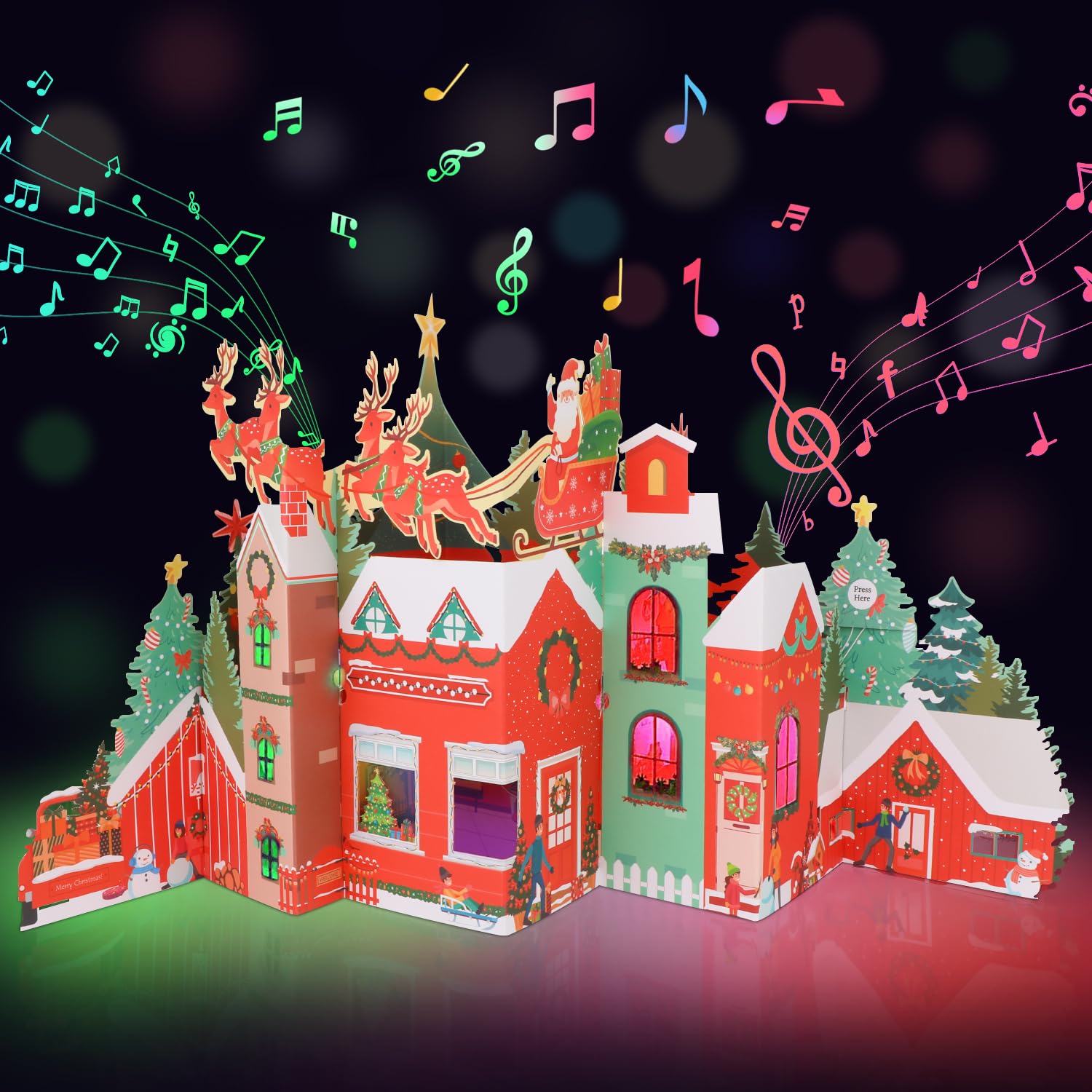 Christmas Pop Up Card With Light And Music 3D Santa Claus Snowman Merry Christmas Card With Envelope For Children Girls Women Man Gift - View #5