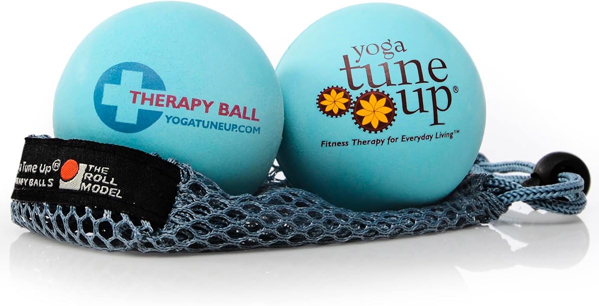 Bolas de terapia en bolsa de Tune Up Fitness - Bolas de masaje para puntos de activación, puntos de presión y liberación miofascial - Úsela como bola individual o de maní para aliviar el dolor y relajarse (azul aguamarina)