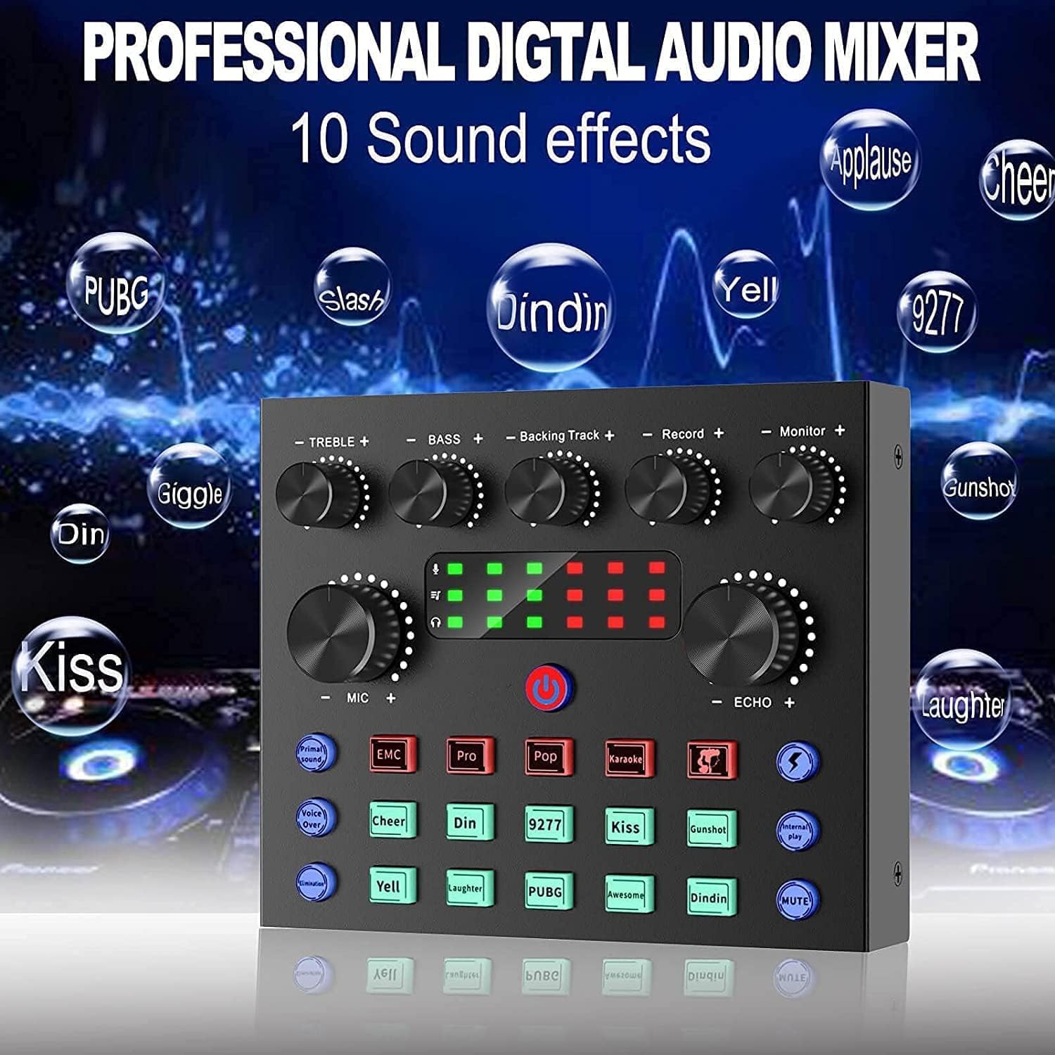 Micro Gaming Carte Son Karaoke Table de Mixage DJ Set, Ensemble d'équipement de Podcast Interface Audio Mixage Micro Pc Cable Usb Bluetooth Streaming Micro Gamer
