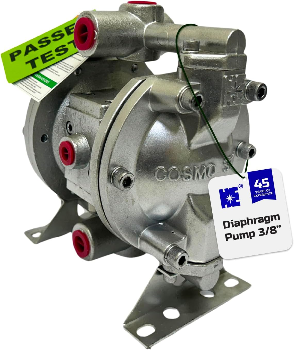 COSMOSTAR D0902 3/8" Double Air Diaphragm Pump, Aluminum Body, Teflon Ball, seat and Diaphragm, Pump Muffler, Pump, Chemical Pump, Waste Oil Pump, Pneumatic Oil Pump, Diaphragm Pumps