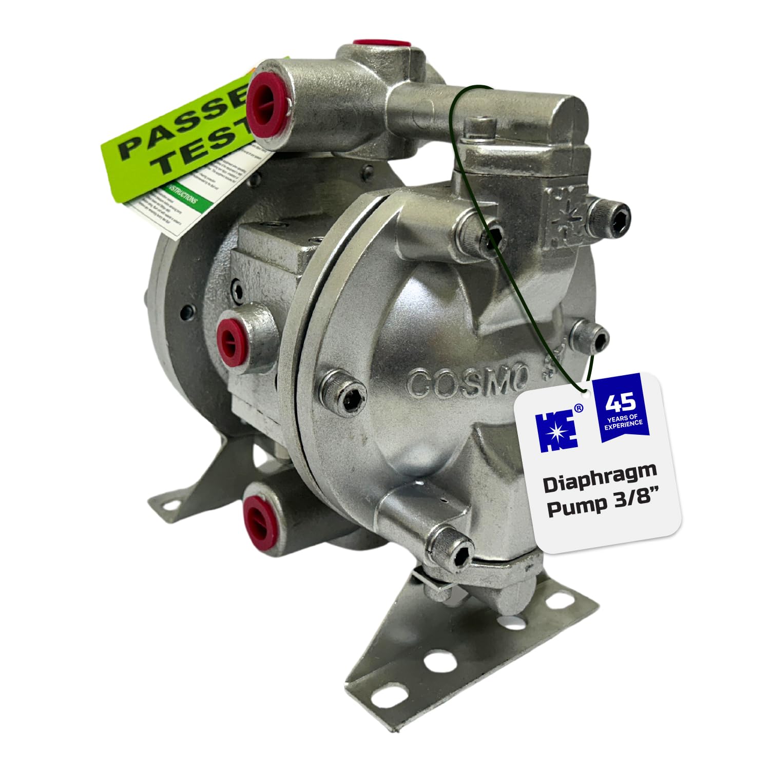 COSMOSTAR D0902 3/8" Double Air Diaphragm Pump, Aluminum Body, Teflon Ball, seat and Diaphragm, Pump Muffler, Pump, Chemical Pump, Waste Oil Pump, Pneumatic Oil Pump, Diaphragm Pumps