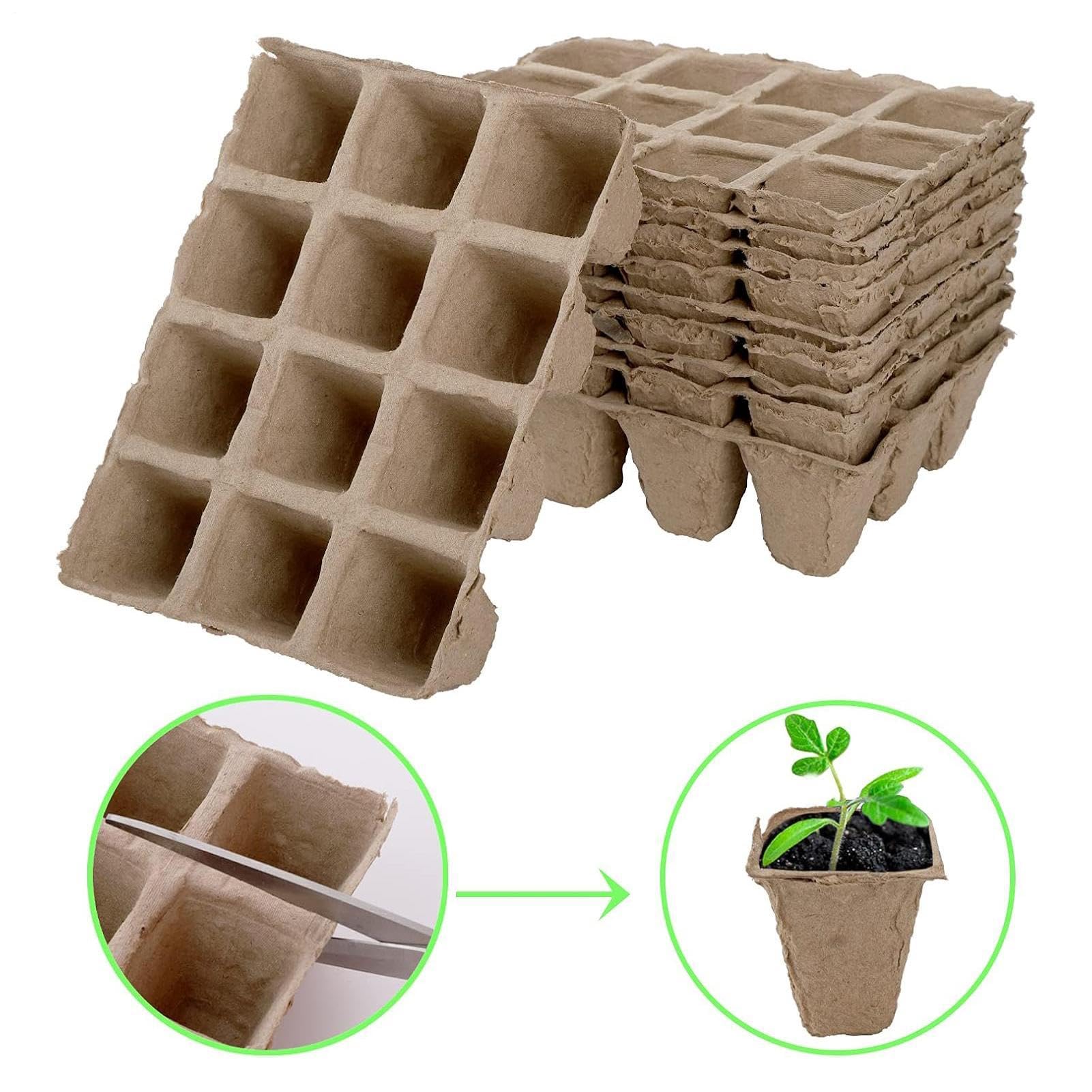 Vasetti Compostabili Vassoio per la Germinazione da 40 Pezzi con le | Vasetti di Torba per la Semina Da usare in Esterno ed Interno Giardino Cortile Balcone Serra e Casa