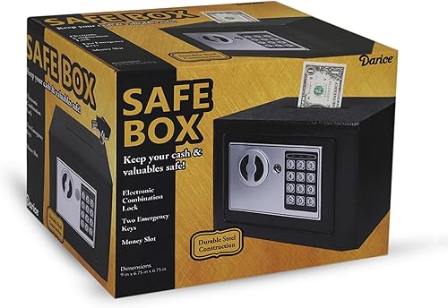 Miniatura 3 de Darice Caja fuerte para dinero, caja fuerte con cerradura electrónica de combinación y llave de emergencia, caja fuerte para efectivo con ranura