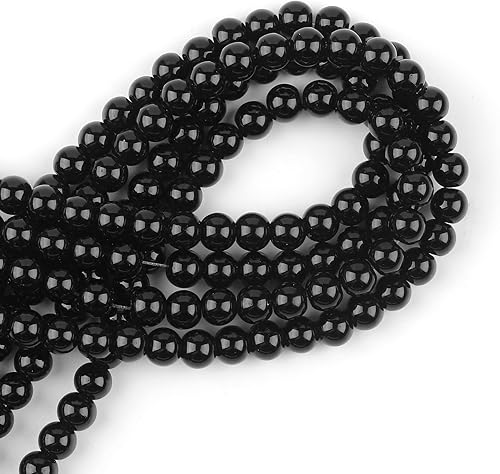 Miniatura 5 de 45 cuentas de piedra natural de obsidiana negra de 0315in para la fabricación de joyas cuentas sueltas redondas de piedras preciosas suaves energía