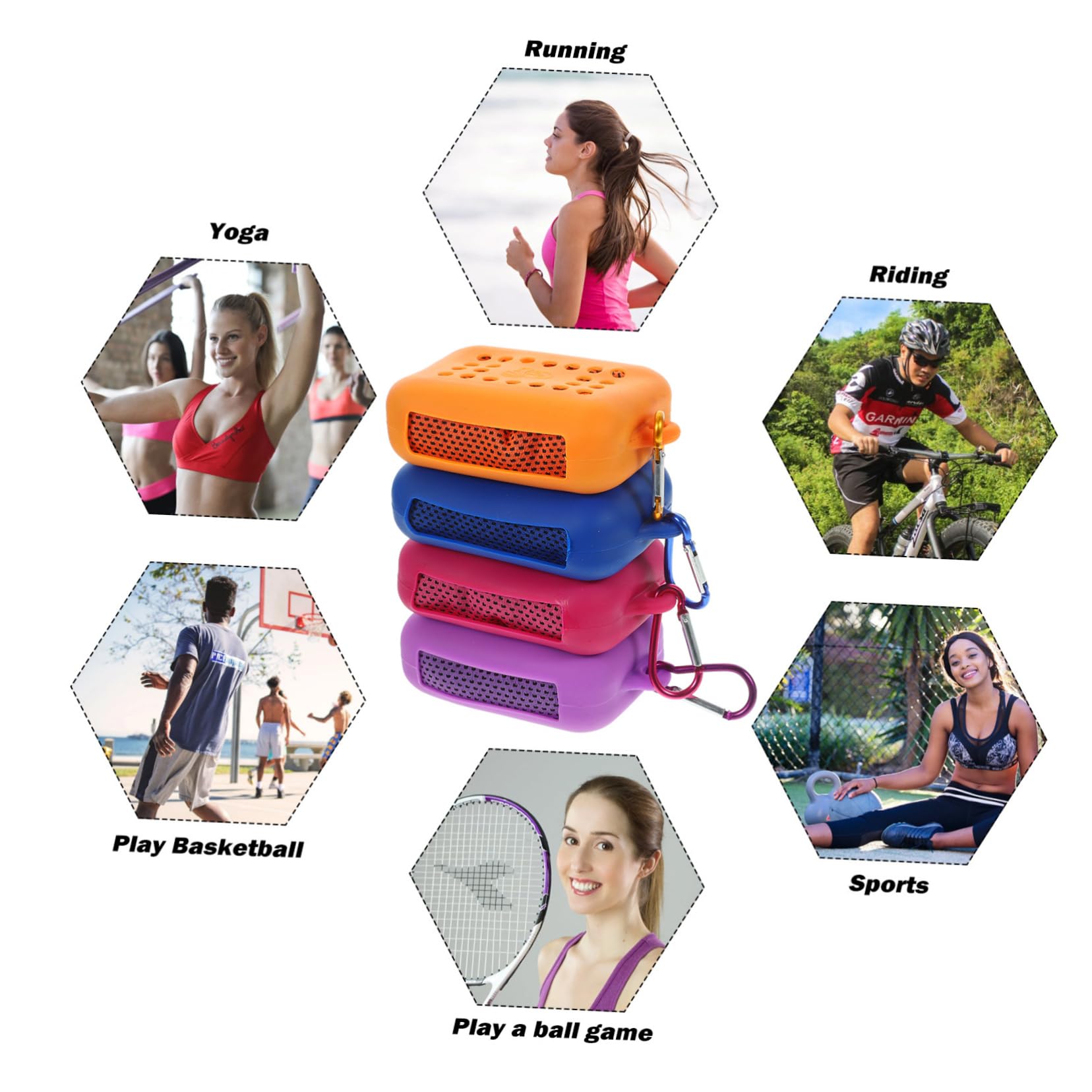 SOLUSTRE 4pcs Quick Drying Cooling Towels for Outdoor Activities Soft and Skin Friendly Sports Towel for Travel Beach Gym and Camping