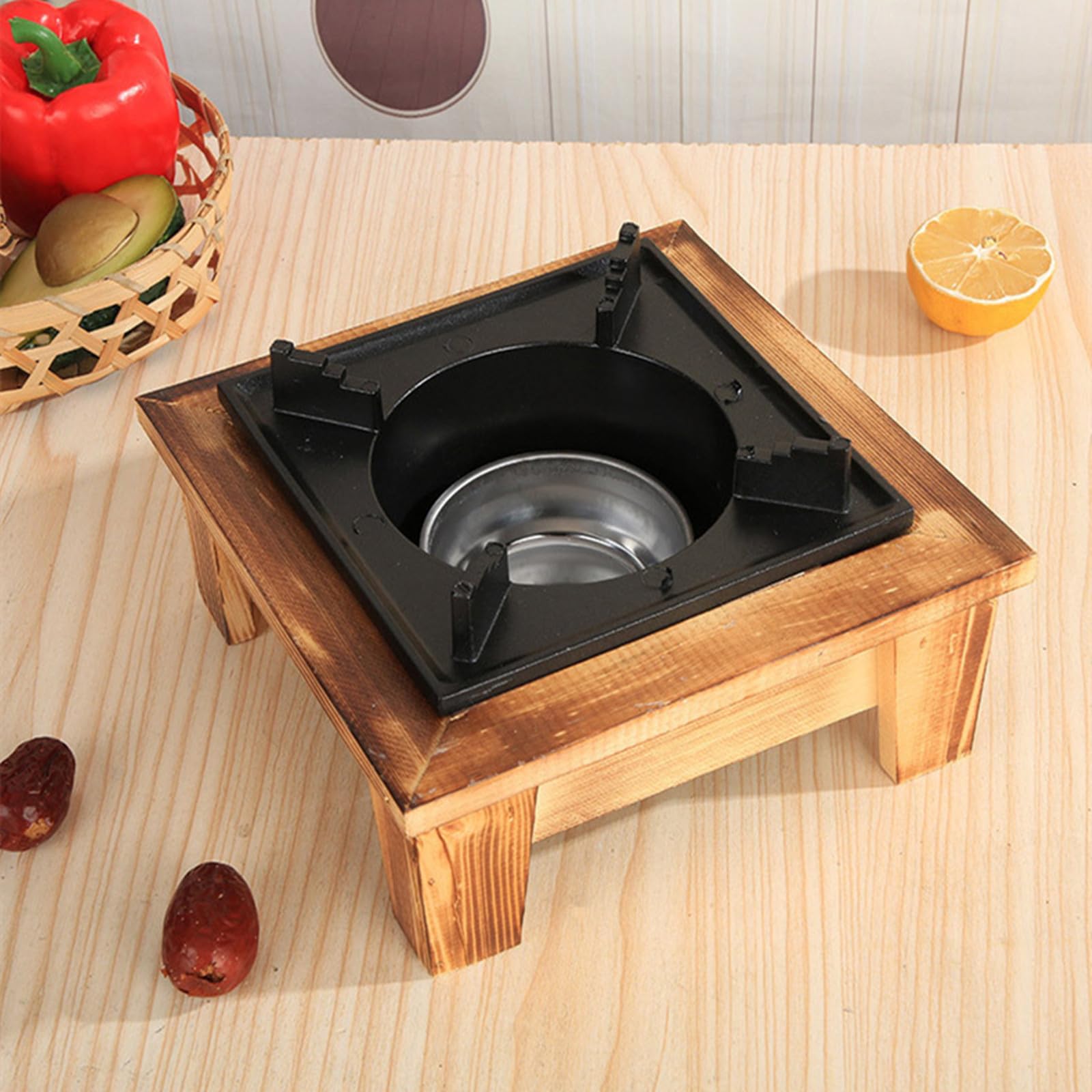 Haofy Griglia per Barbecue in Stile Giapponese, Barbecue Grill, Portatile Quadrata Stufa a Carbone per Alimenti con Base in Legno Stufa per Barbecue Utensili da Cucina Fornello da Picnic All'apert