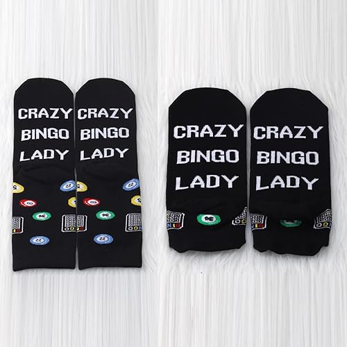 Miniatura 10 de MBMSO Divertidos calcetines de bingo para amantes del bingo, regalos de 2 pares de locos de bingo para mujer