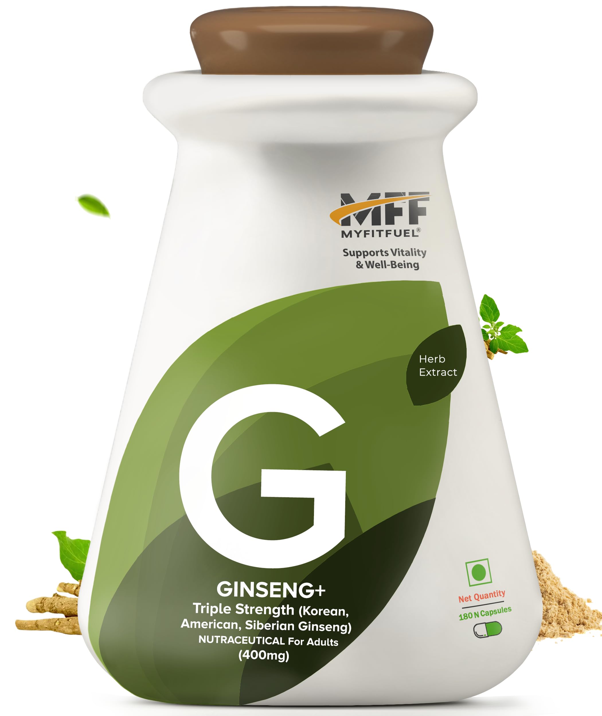 Ginseng+ (Triple Strength Ginseng with Korean, American & Siberian G.inseng), (400mg), 180 Capsules