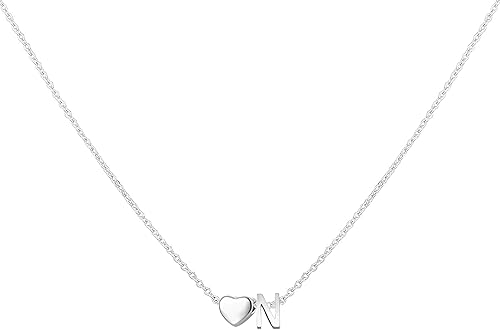 Glimmerst Collar con inicial de corazón para mujer, de acero inoxidable, con letra de corazón, collar personalizado con nombre para niñas, Metal, no