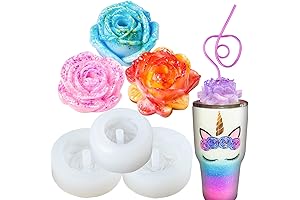 3Pcs Premium Rose Flower Straw Topper Epoxy Resin Silicone Molds