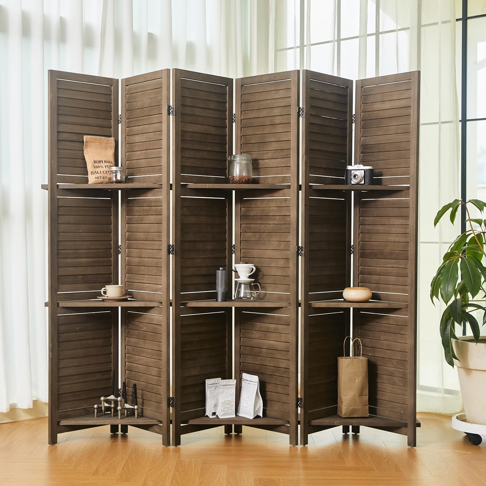 Amazon.com - Room Divider with Shelves, 5.6 Ft Tall Folding