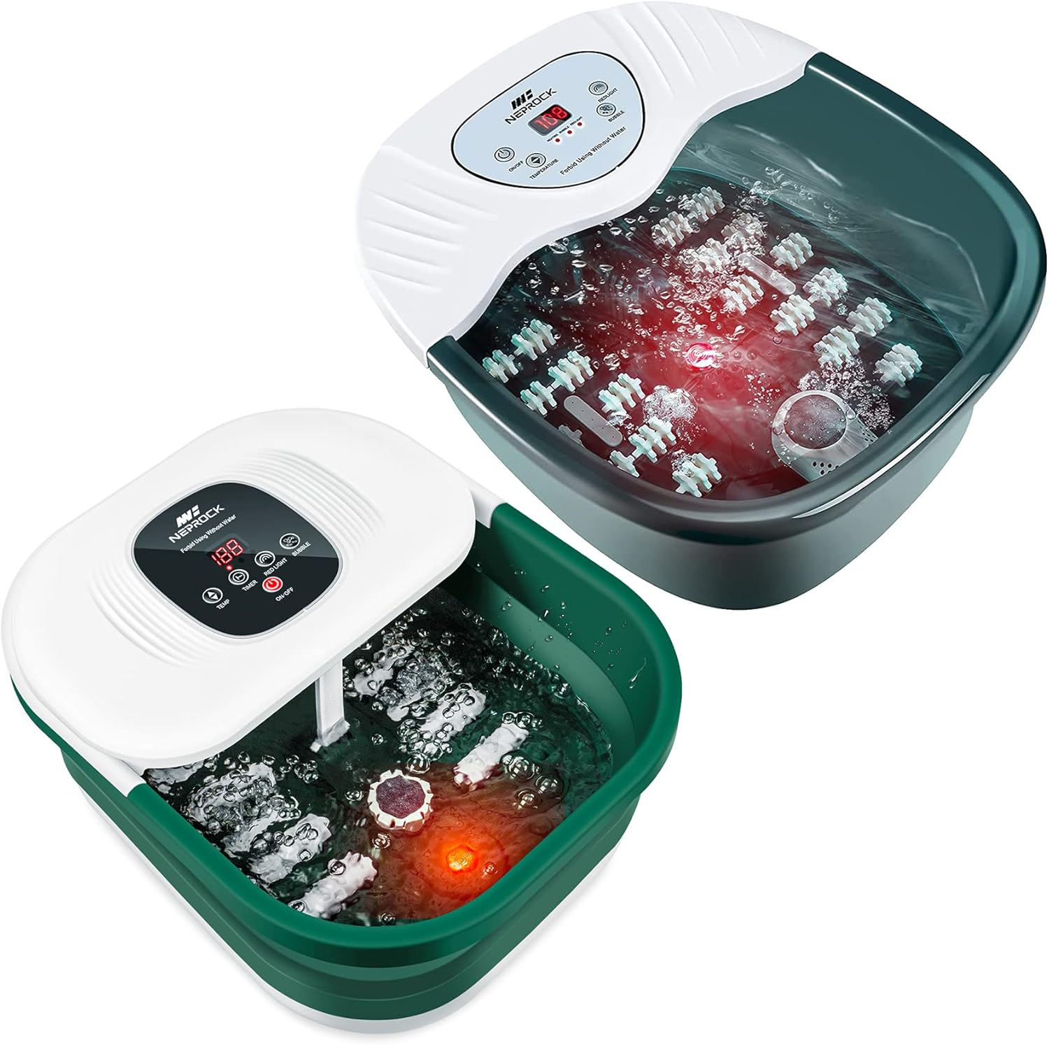 Neprock Collapsible Foot Spa Bundle with Heat Foot Spa
