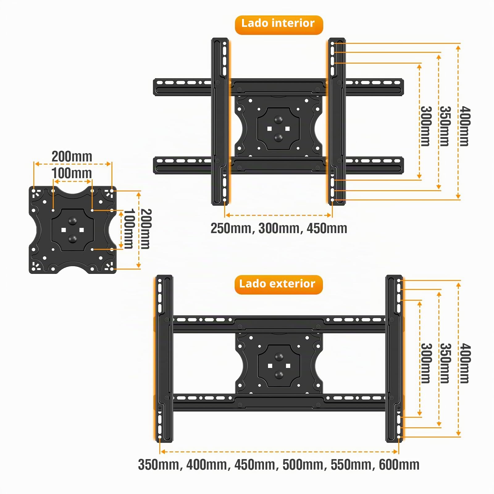 Soporte de TV de techo regulable en altura para techo plano o techo inclinado EV3016 | Soporte de TV de techo regulable en altura para techo plano o techo inclinado EV3016