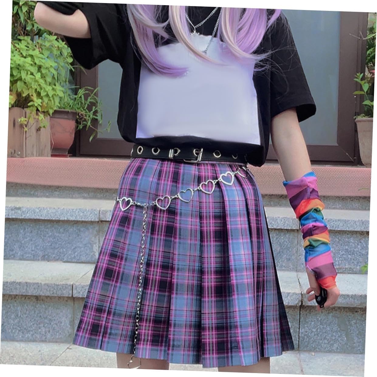 Hollowed Punk Heart Waist Chain Silver Fashion Trouser Chain Decorative Hip-hop Body Jewelry for Women Street Style Accessories