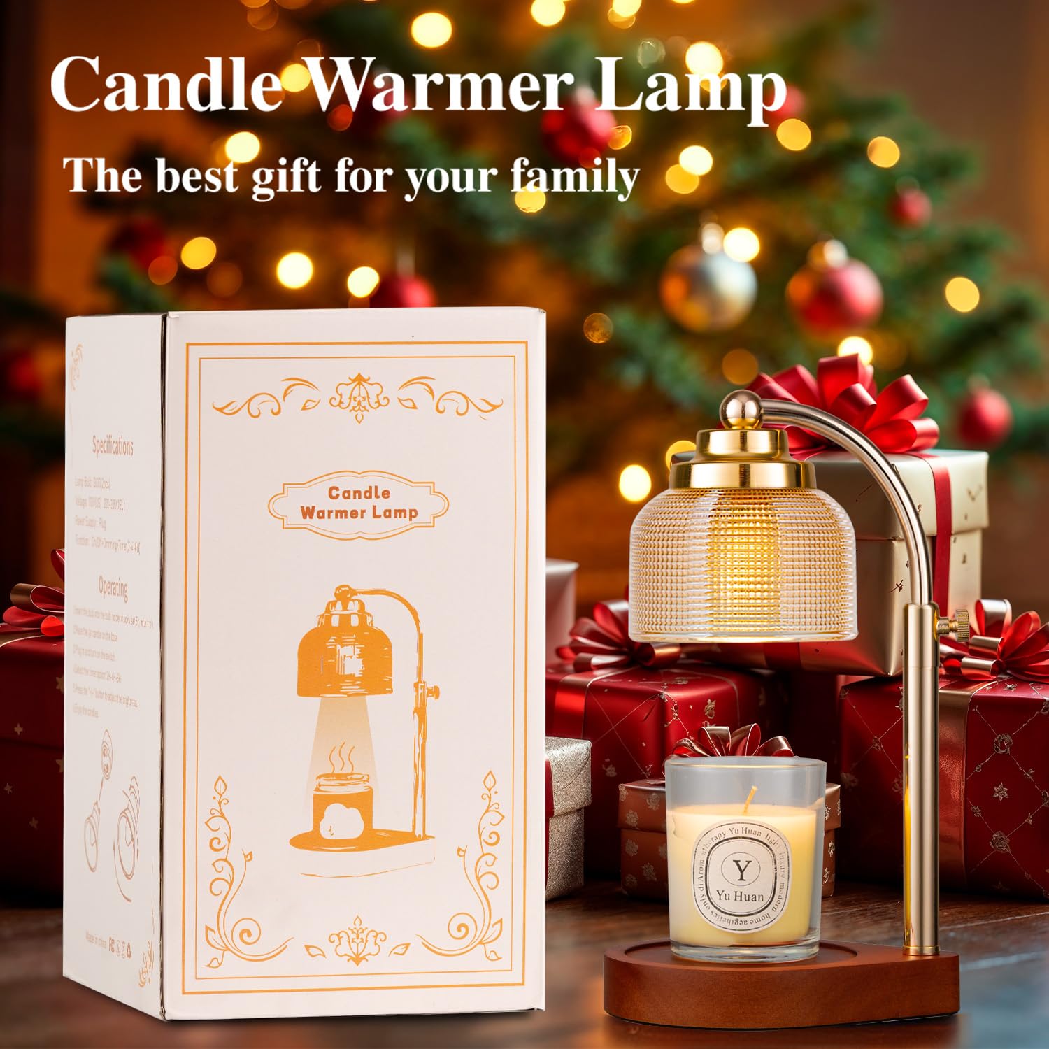 Lámpara calentadora de velas con temporizador y regulador, altura ajustable, aroma en cuestión de minutos, el mejor regalo para mujeres y madres, calentador de cera para velas en tarro con 2 bombillas