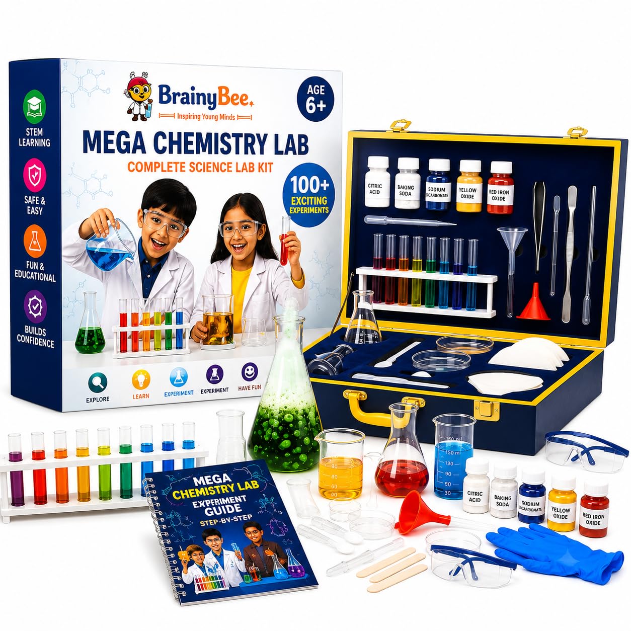 Mega Science Lab Kit for Kids | 100 Experiments | STEM Educational DIY Toy | Age 6-15 with 100 Plus Chemistry Experiments STEM Learning Set-image-6