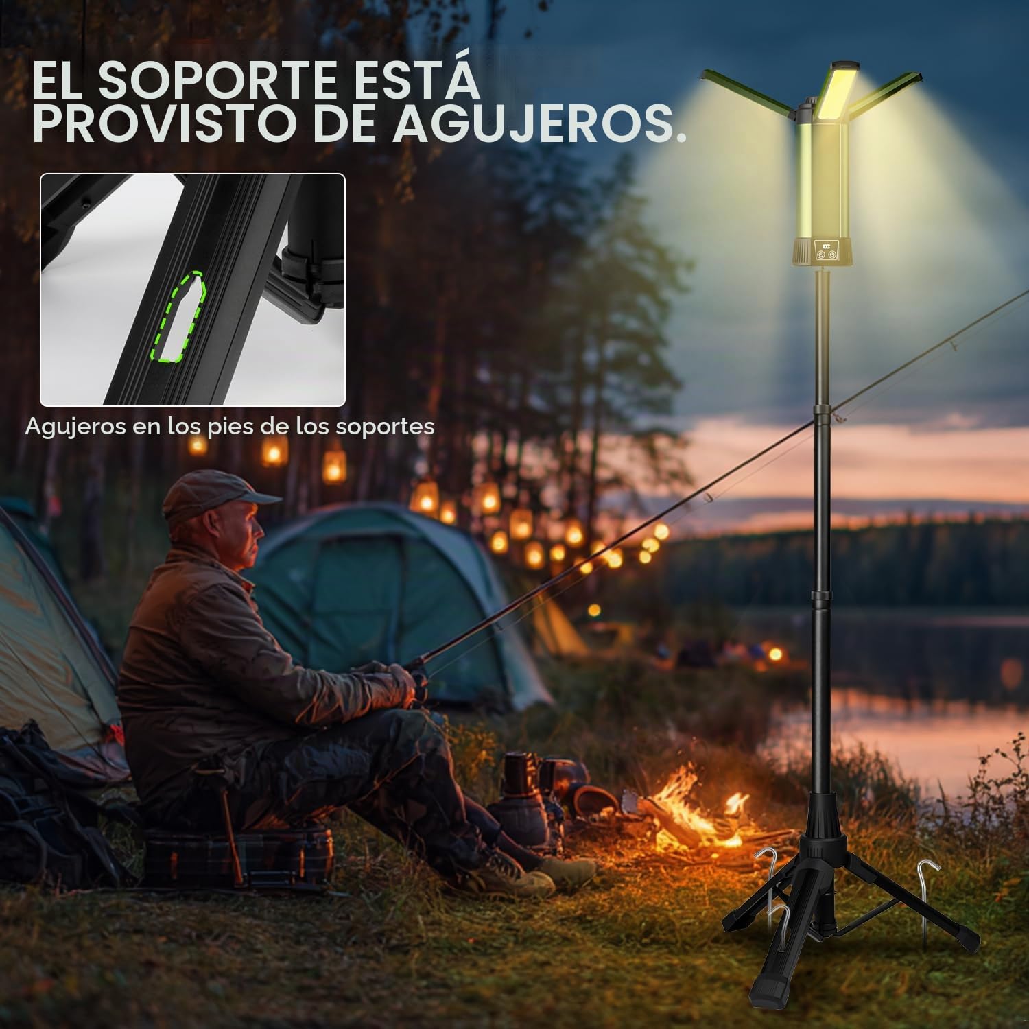 Foco LED recargable con soporte, 2000 lúmenes, batería de 6000 mAh, 7 modos de luz, lámpara de trabajo magnética para exteriores, reparación de coche, camping, inalámbrico, USB C [clase