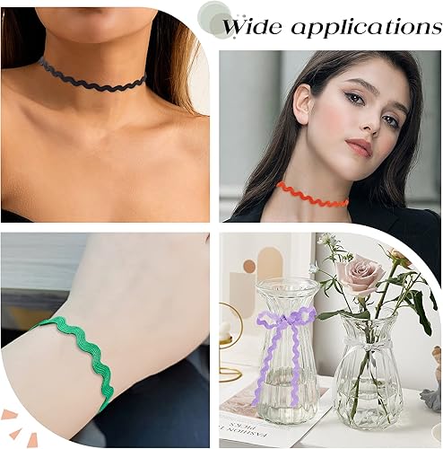 Miniatura 104 de GORGECRAFT 1 rollo de cinta RIC Rac de 27 yardas/82.0 ft para coser con flecos, 0.197 in/0.2 pulgadas para coser flores, boda, fiesta, cinta de Verde