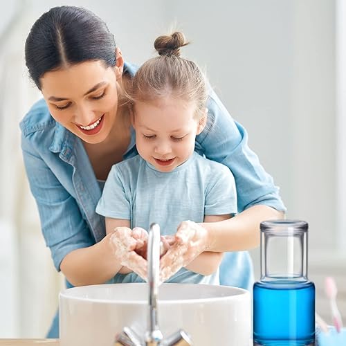 Miniatura 7 de Jarra de agua de noche dispensador de enjuague bucal transparente para mesita de noche con tapa jarra de agua con vaso botella de vidrio dispensador