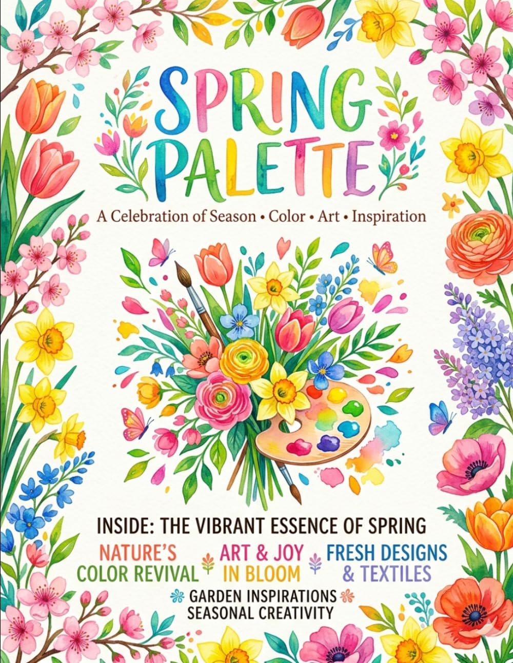 Spring palette: Fun, Simple and Adorable Spring Designs for Kids and Beginners