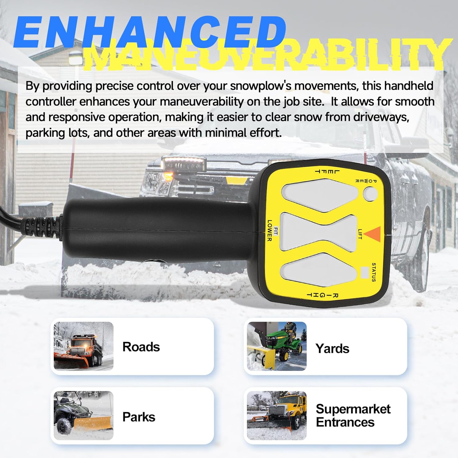 Snowplow Handheld Controller Fit for Meyer Diamond Snow Plow Blade E-47 | E-60 | E-57 | 56462 , OE RP1306901, Straight Blade Plows, 6 Pin Plug Hand Held Controller