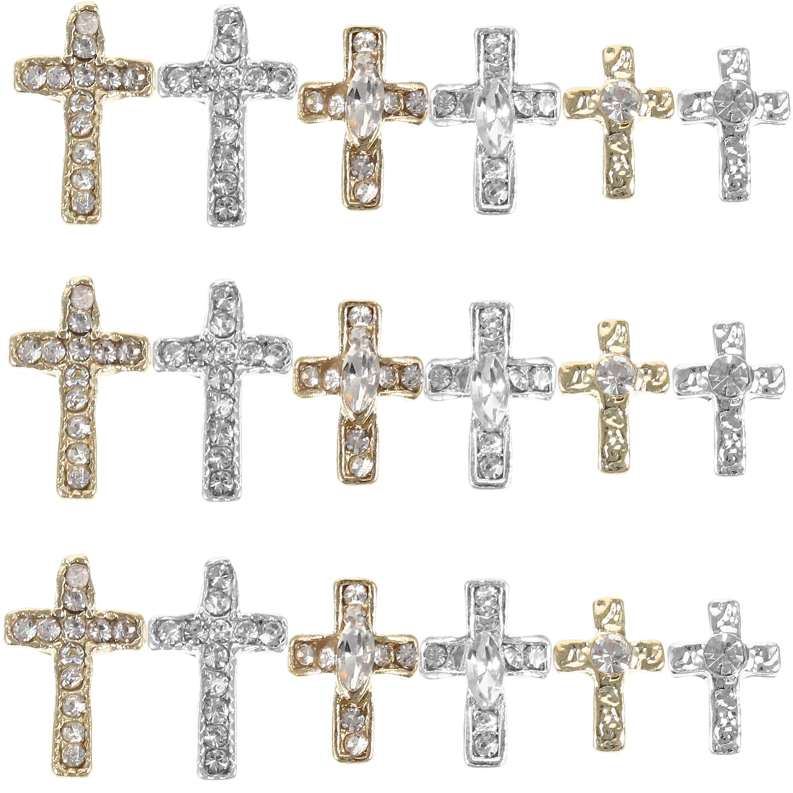 Healeved 240piezas Adornos De Uñas Forma De Cruz Decoraciones De Rhinestone Para Arte De Uñas Accesorios De Manicura Para Salones y Uso Personal