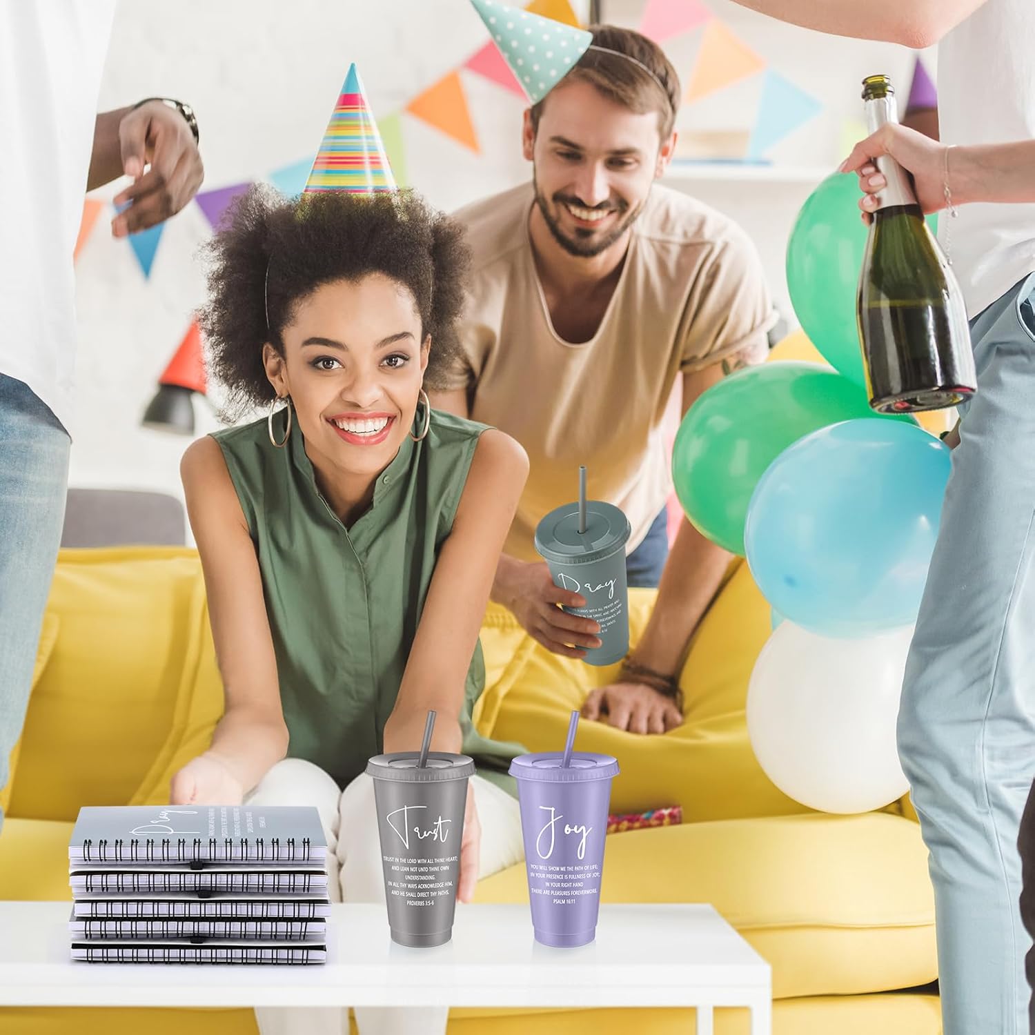 30 Pcs Christian Gifts Bulk Bible Verse 24 oz Plastic Cups Spiral Notebooks Ballpoint Pens, Religious Gifts for Women Men Church Prayer (Classic Style) - Image 5