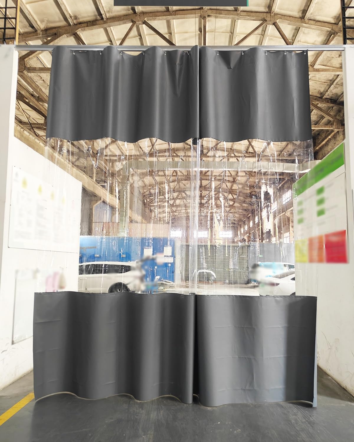 Rideau de séparation transparent en vinyle avec rail 7x1,8m pour garage