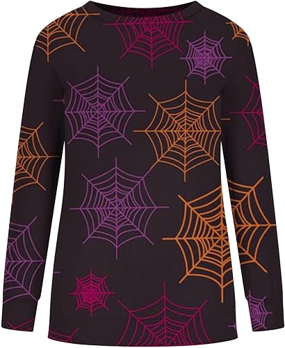 Miniatura 4 de Comigeewa Sudadera con estampado retro para mujer, camisa de cuello redondo de Halloween, novedad, cuello redondo
