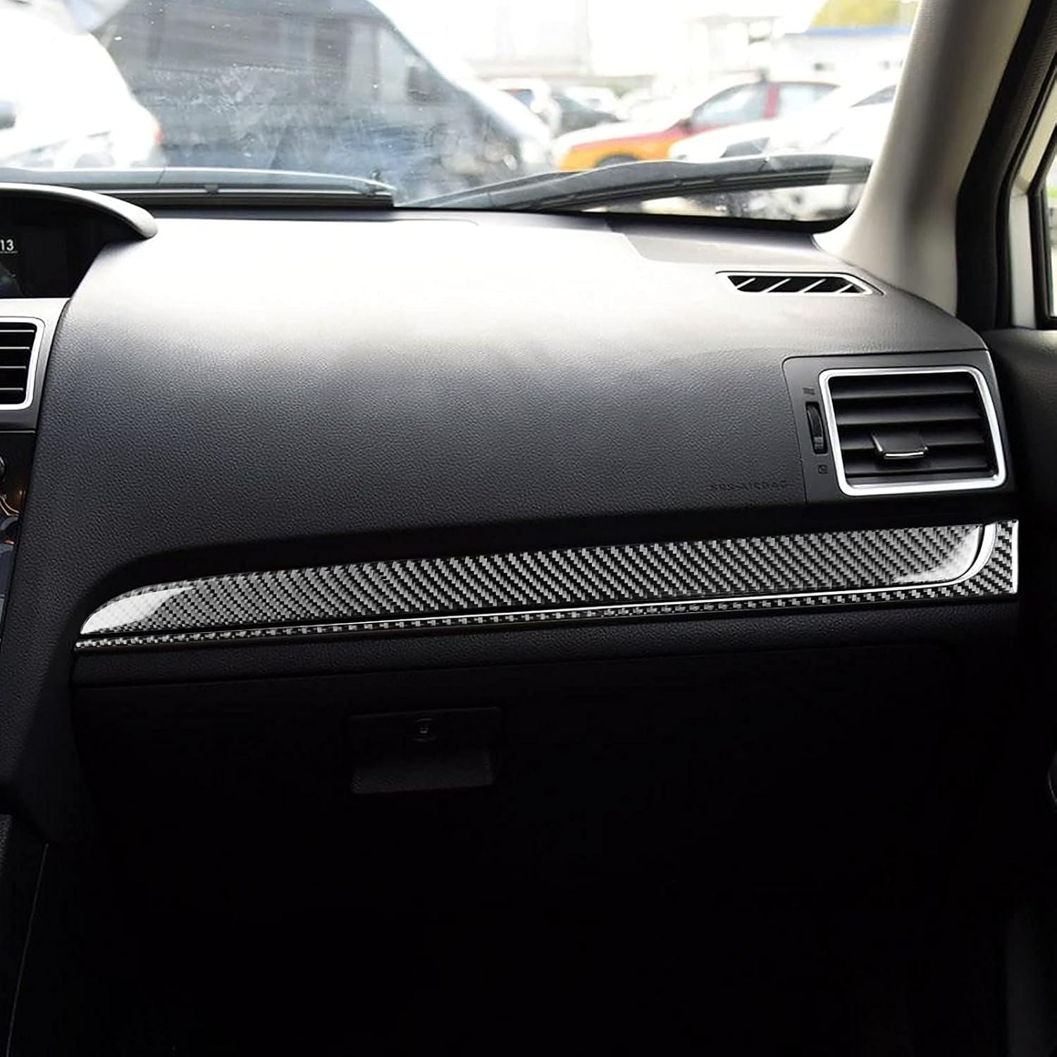 Real Soft Black Carbon Fiber Car Co-Pilot Glove Box Upper Panel Decorative Cover Sticker Interior Trim Compatible with Subaru Impreza 2015-2016/XV Crosstrek 2015-2017 Accessories Black-Type B