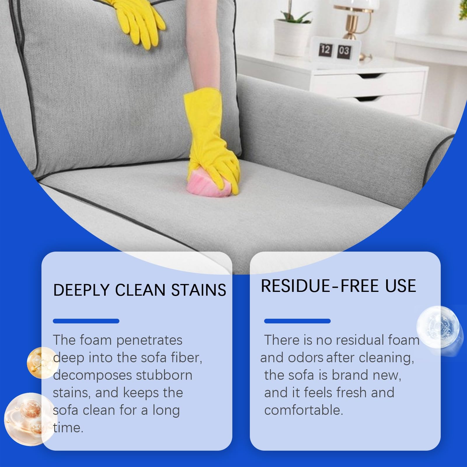 Leistungsstarker Schaumreiniger für Sofas Textilien, vielseitiges Trockenreinigungsspray, schnelltrocknend, ohne Abspülen, ideal tägliche Reinigung von Sofas, Teppichen, Matratzen, Autositzen (PCS6)
