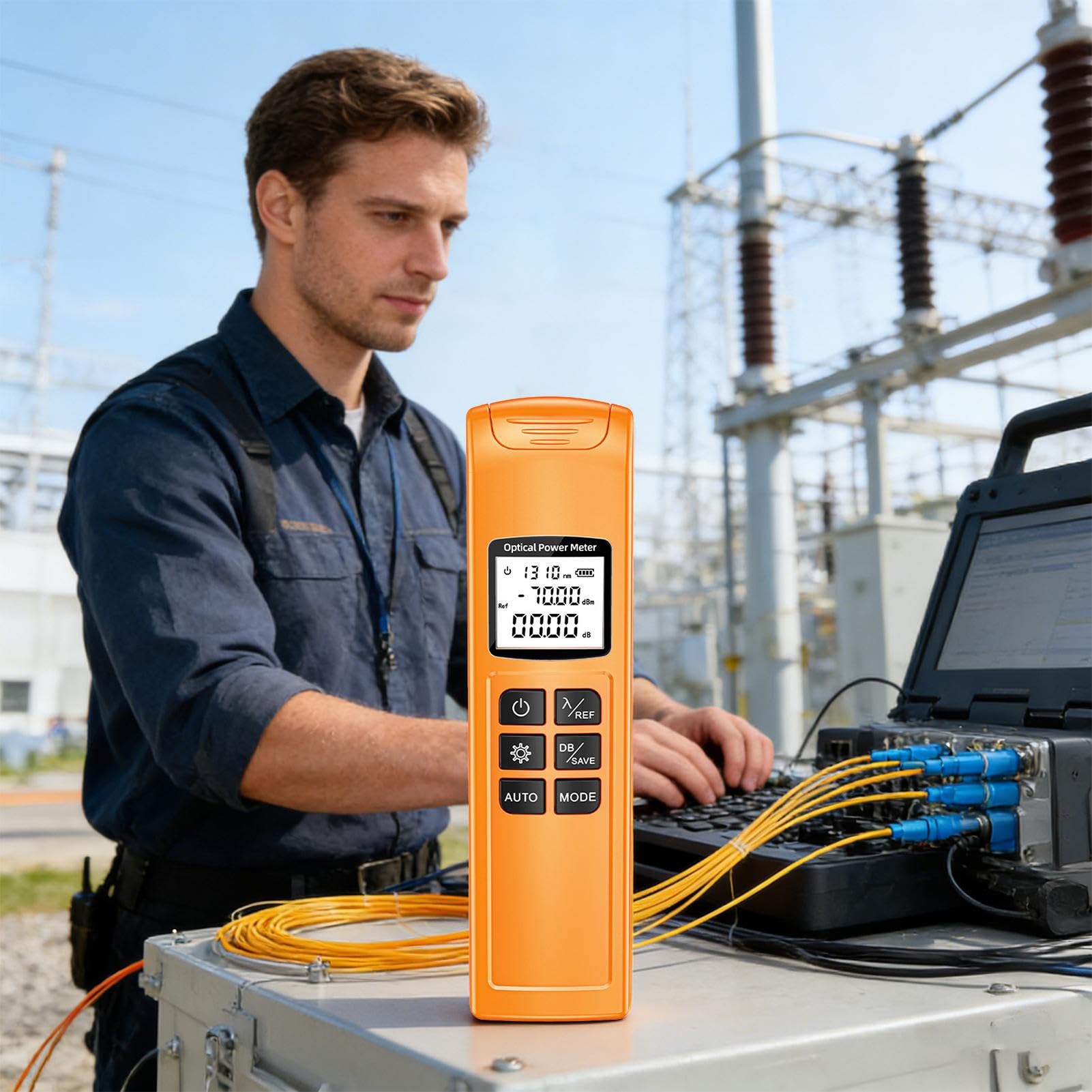 Fibre Optique Testeur | Outils Réseau Rechargeables avec Lumière LED | Mesureur de puissance réseau fibre optique - pour Interfaces SC FC ST, Techniciens FTTH, CATV, Centres de Données