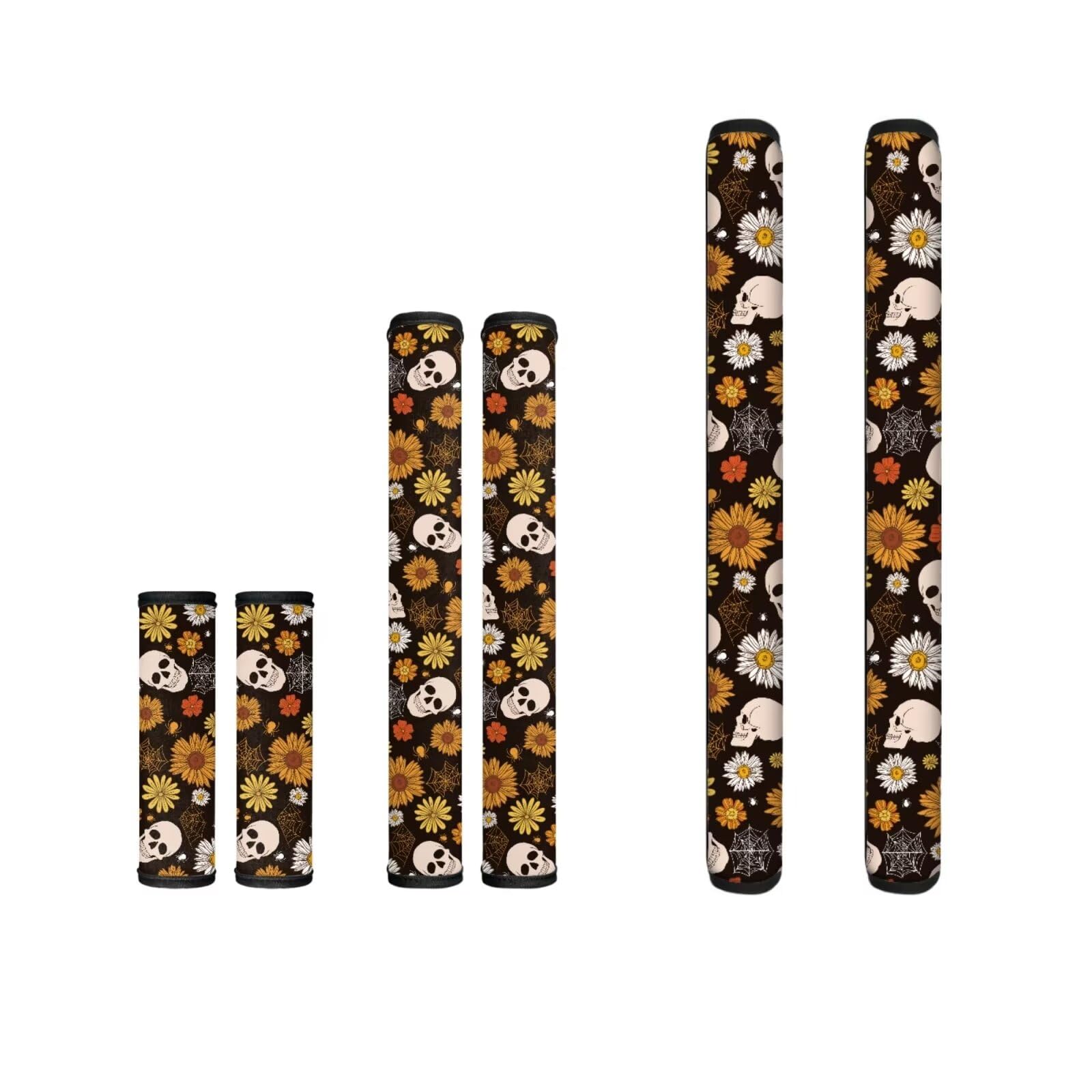 Biyejit Daisy Skull Refrigerator Handle Covers 6 Packs, Halloween Kitchen Indoor Decorations Door Microwave Fridge Handle Cover Washable Home Decor
