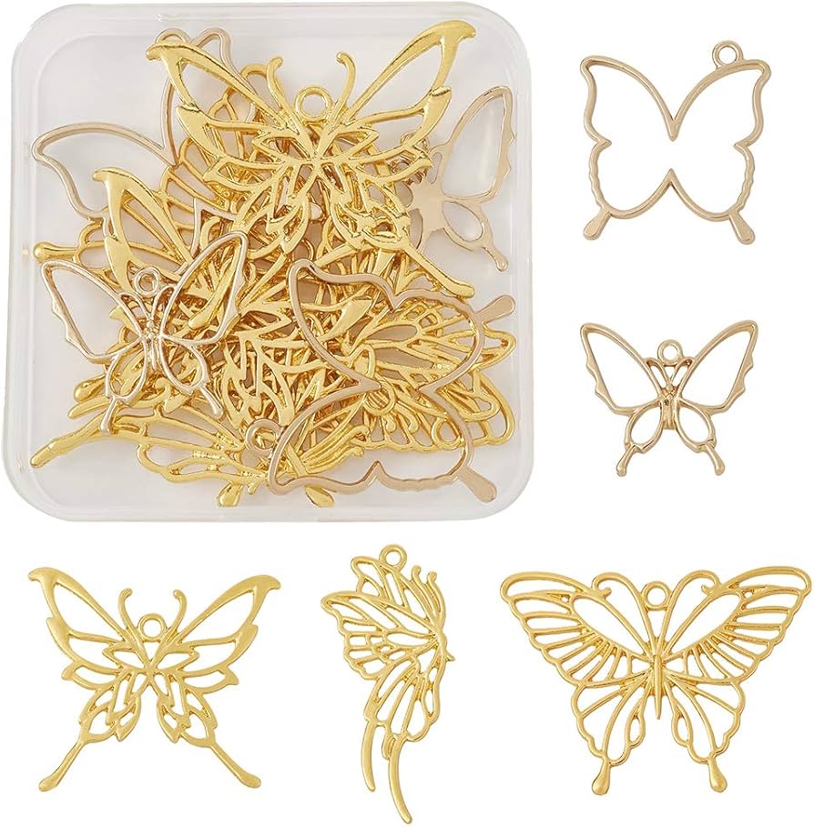 Amazon | Beadthoven 10個入り 5種類 ゴールド 合金ペンダント 蝶 Amazon | Beadthoven 10個入り 5種類 ゴールド 合金ペンダント 蝶