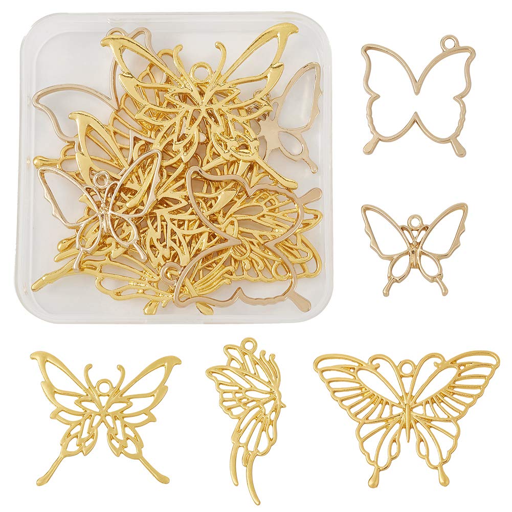 Cheriswelry 10pcs Golden Butterfly Open Back Bezel Pendants Charms 5 Styles Flying Animal Resin Molds Trays for Jewellery Crafts Making โ image 1