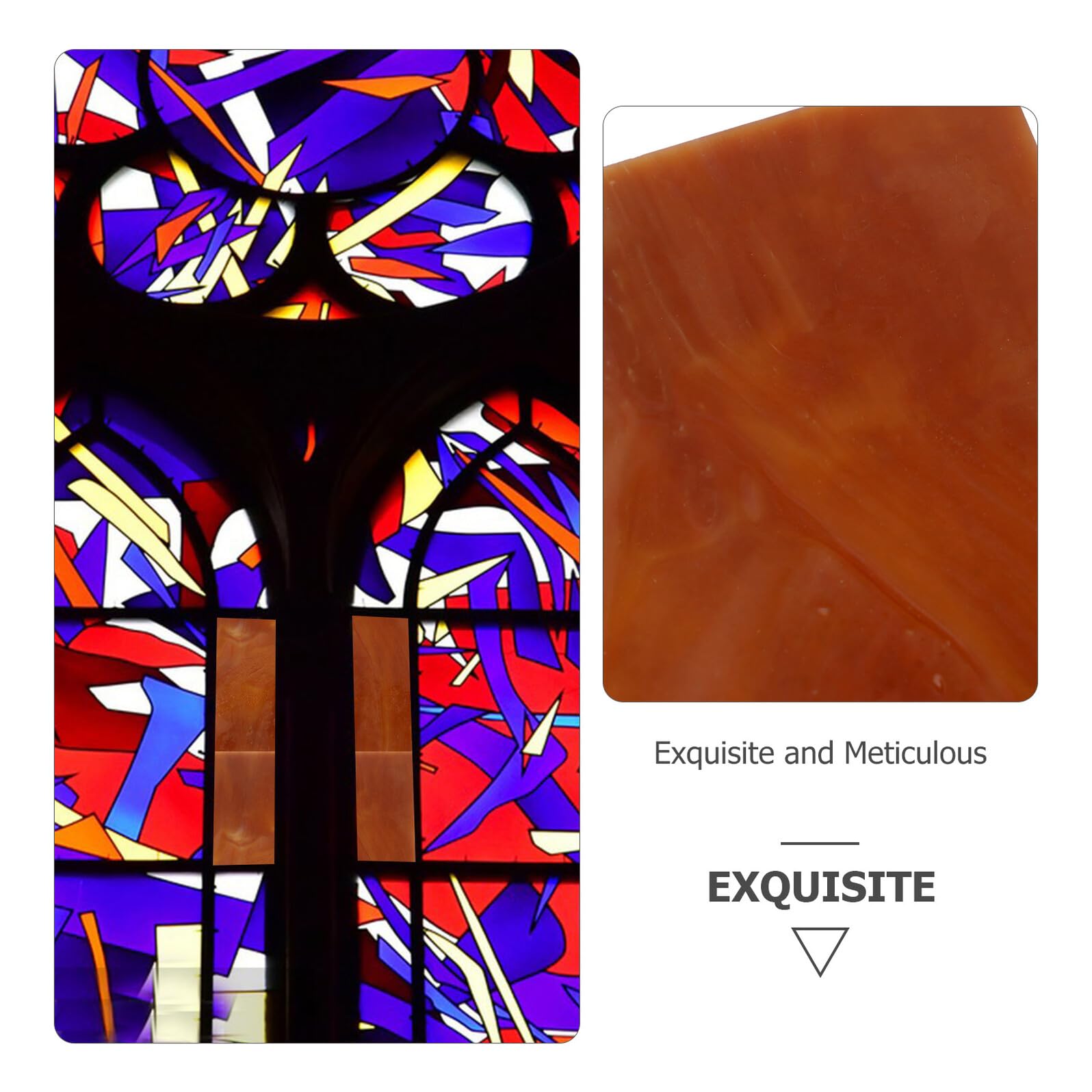 Gatuida Kit de Fabrication de Vitraux en Verre Marron, 10 Pièces, Matériaux pour Mosaïque, Usage pour Décorations d'Église, Détails Soignés