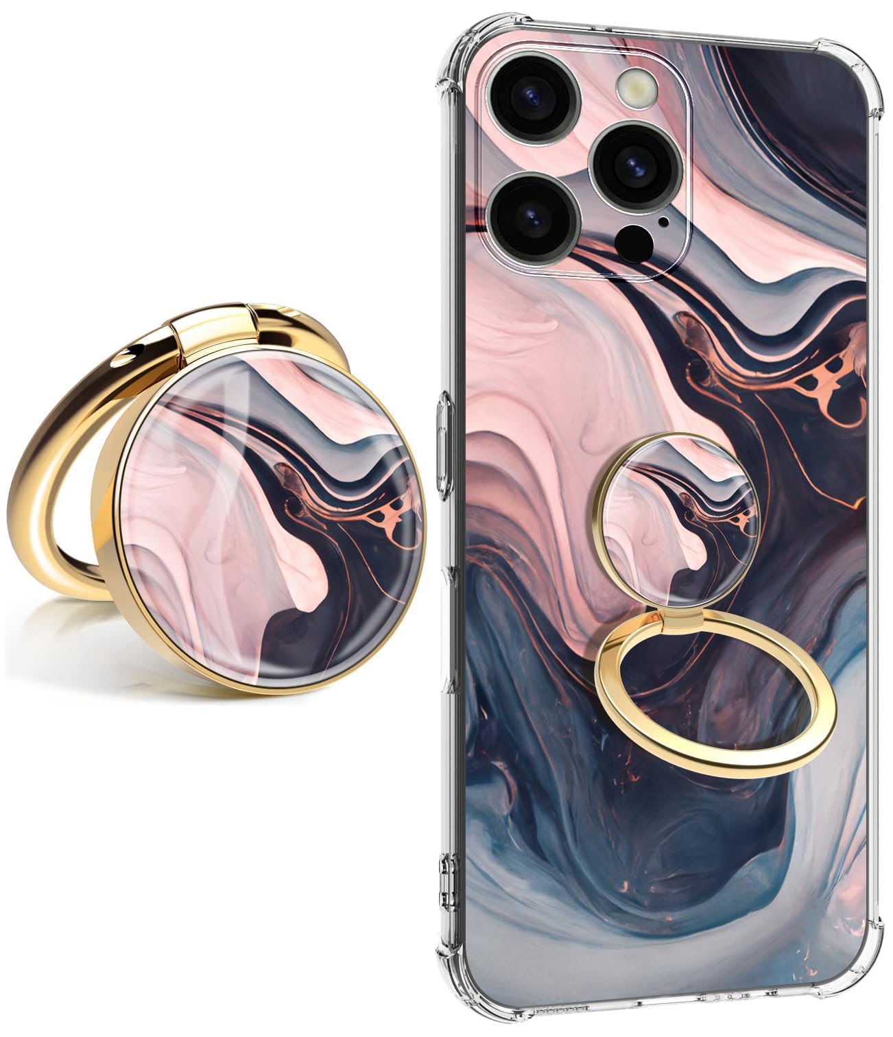 Dcwunk for iPhone 16 Pro Max Case 6.9", [10FT Military Grade Drop Test] Marble Planet Soft Slim TPU Protective Shockproof Phone Case Cover (Dark