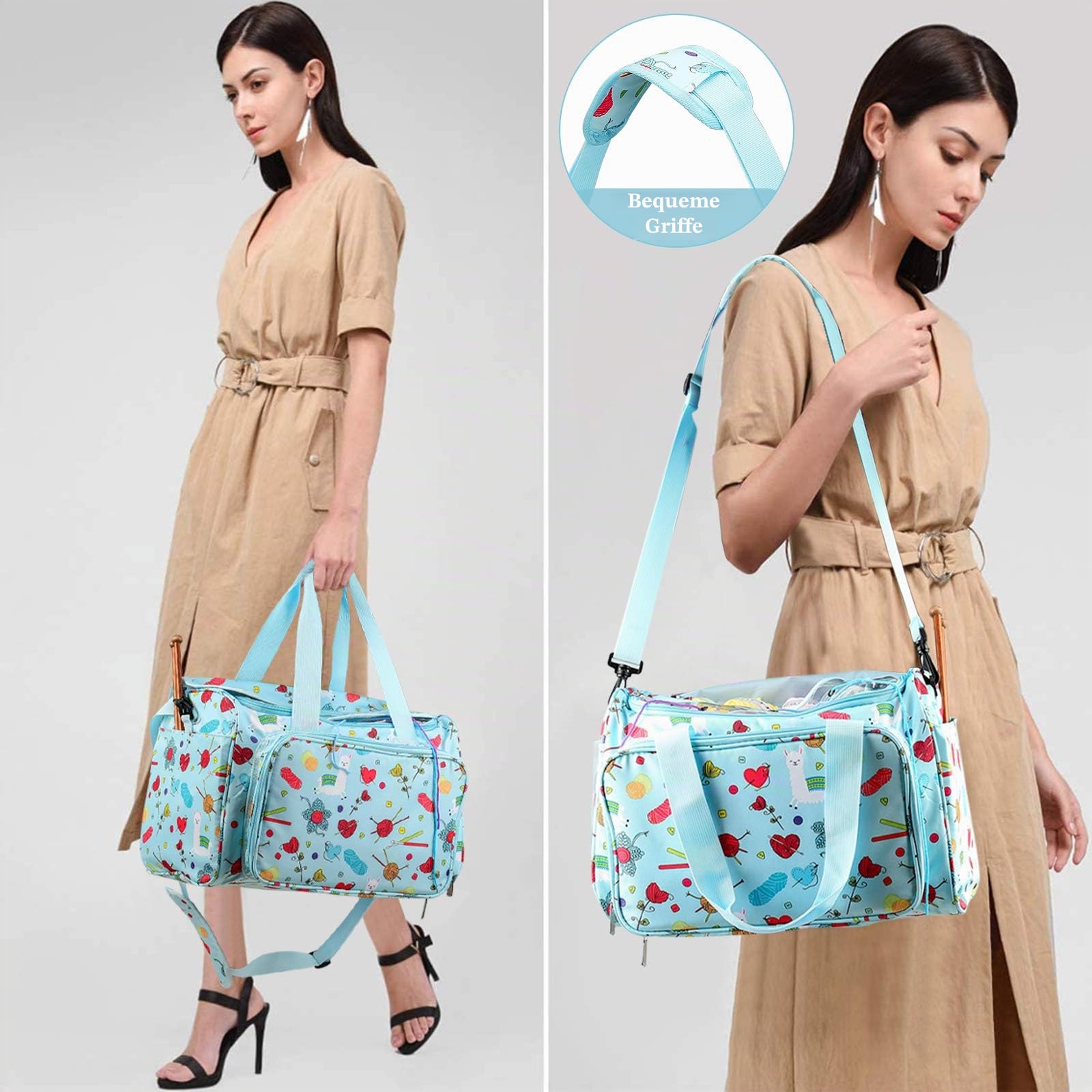 Coopay Garntasche, Basteltasche für Stricknadel-Set, Häkelset und Kreuzstich-Set zur Aufbewahrung, Garn-Organisierer für Anfänger und Profis, Oxford-Tuch, 38,1 x 27,9 x 25,4 cm
