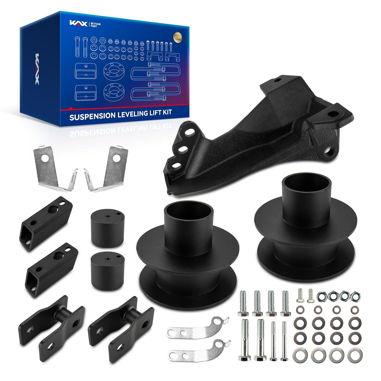 KAX 2.5" Front Leveling Lift Kits Fit for 2011-2025 F250 F350 4WD with Track Bar Relocation Bracket, F-250 F-350 Super Duty Leveling Lift Kits, ‎ LLK008 66-2726 Suspensions Struts Spacer-image-16