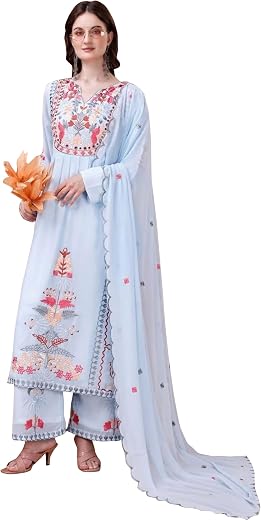 Fashion Basket Women's Georgette Kurta Set with Dupatta