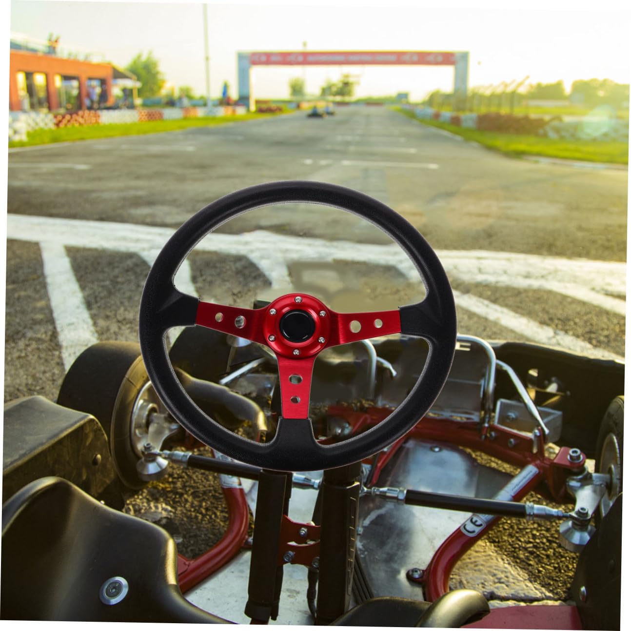 Uniwersalne Kierownice Wyścigowe Cali z Pu Komfortowy Uchwyt Do Samochodów Kart Buggy i Symulatorów Wyścigowych Kolor Czerwony