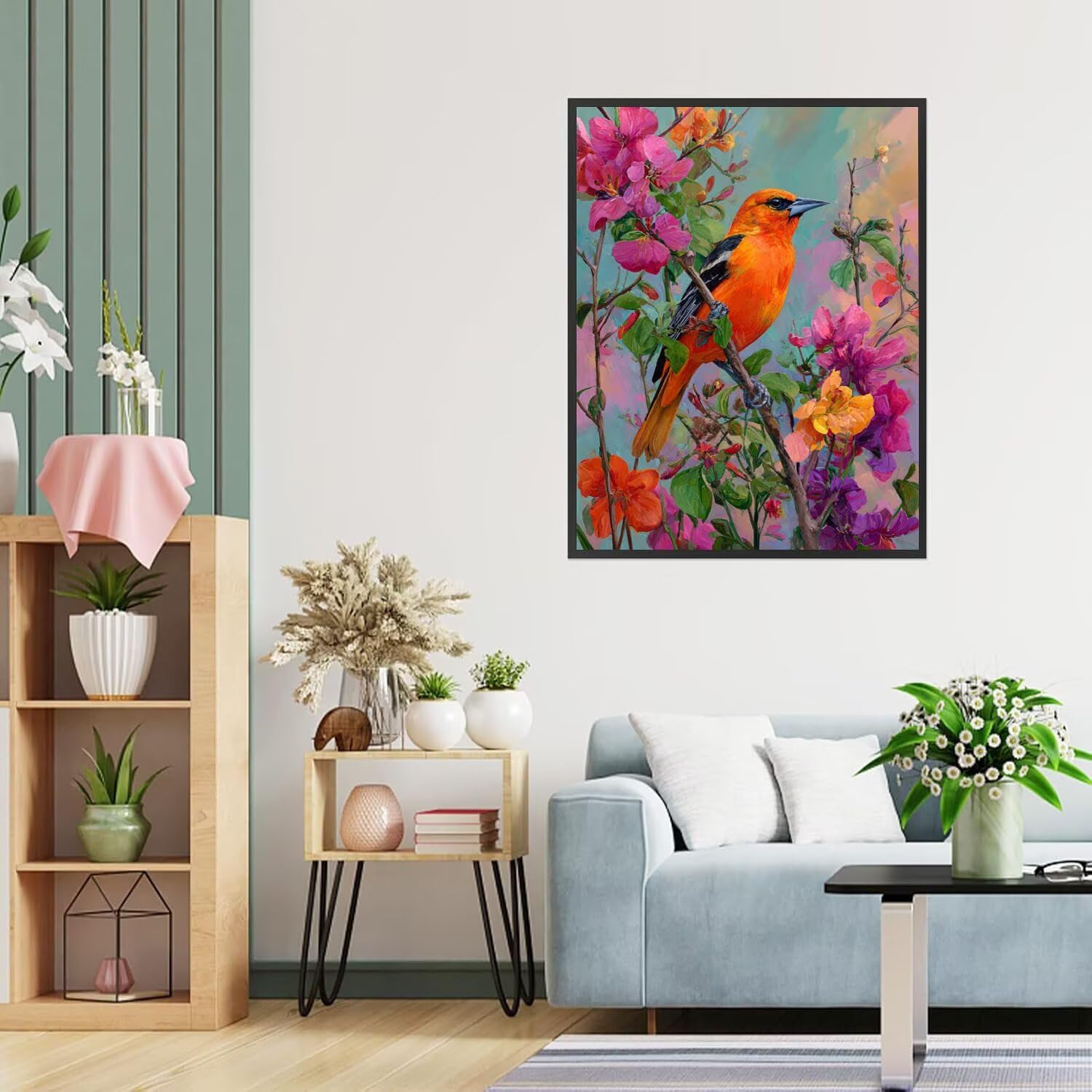 Dipingere con i Numeri Adulti uccelli, arancione Dipingere con i Numeri Bambini DIY Kit, Set Premium con Pennelli, Decorazione Casa & Creativo Regalo, Attività di Tempo libero 90x120cm z-317