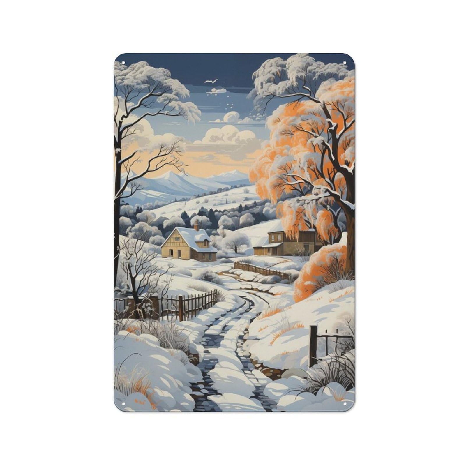 Fauvist Snow Symphony Industrial-style Tin Sign 30x20cm for Living Room Wall, for Metal Sign Collectors, for Garage And Workshop Walls