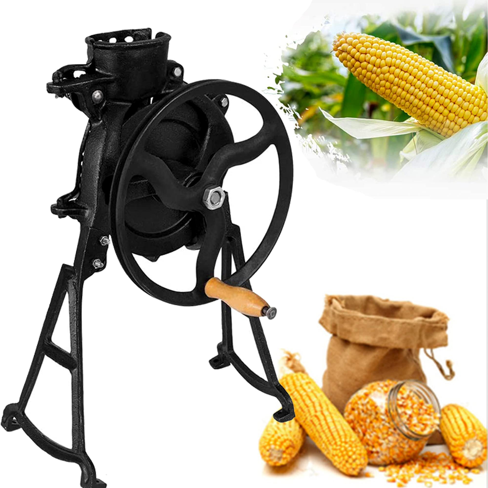 Trebbiatrice Manuale Per Mais, Sgranatrice Manuale Per Mais, Sgranatrice Per Mais In Ghisa Per Impieghi Pesanti Con Manico In Legno Tasso Di Trebbiatura 98% Per Rimuovere I Chicchi Di Mais Essiccato