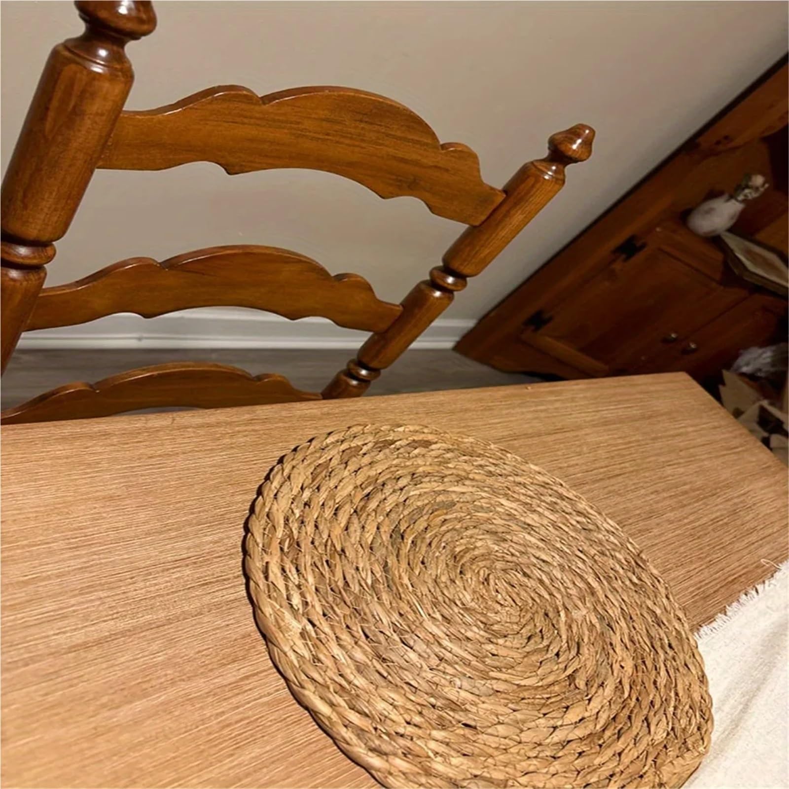 Tovagliette in vimini 4/6/8/10 pezzi tovagliette intrecciate a mano tappetino isolante for la cerimonia del tè, rotonde in rattan cucina di casa decorazioni for matrimoni(6Pcs)