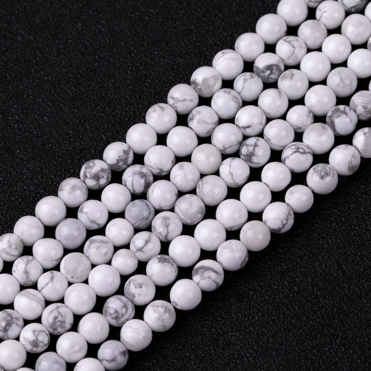 GEM-Inside Natural 4mm White Howlite Round Gemstone Semi Precious Loose Beads for Jewellery Making 15''
